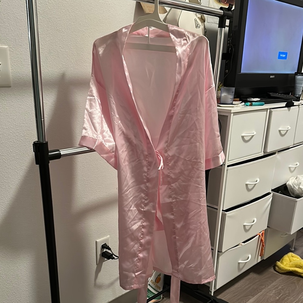 Pink Satin Robe - Picture 2 of 2